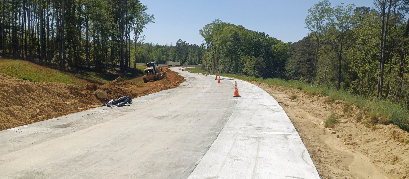 New ramps of concrete pavement are included at each of the interchanges.  This ramp will be the future I-26 Westbound on-ramp at Exit 91 in Chapin
