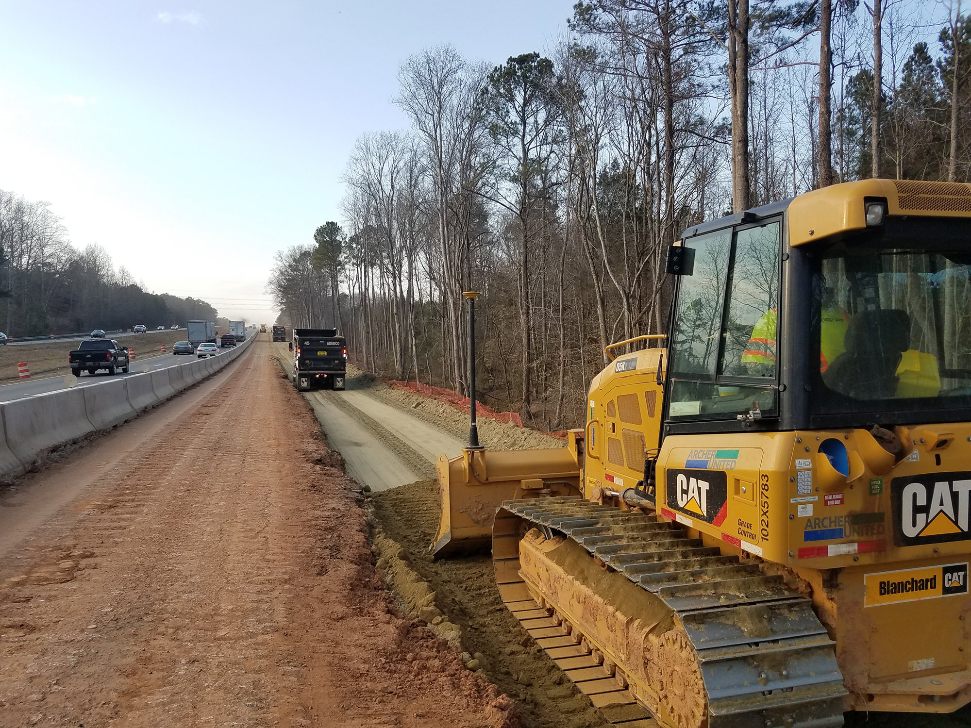 Construction of embankments for widening of I-26 Westbound in Construction Segment 3