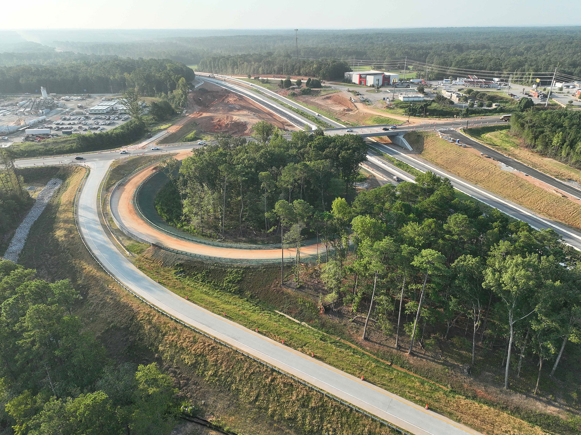 This photo shows progress on the new interchange at Exit 91 in Chapin.  The new loop ramp will eliminate left turns for traffic coming from Columbia to Chapin. 