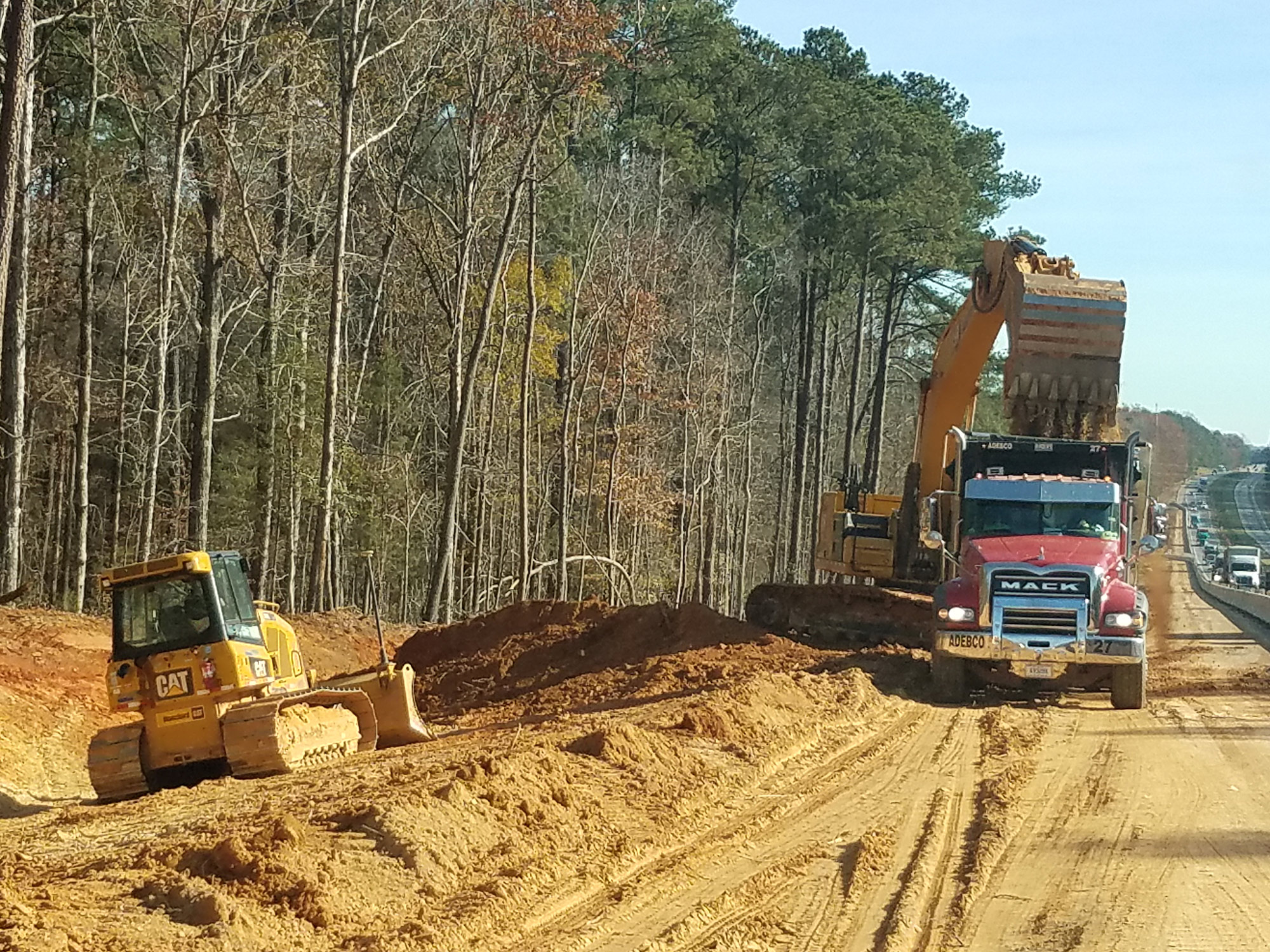 Excavation for widening of I-26 WB in Construction Segment 3